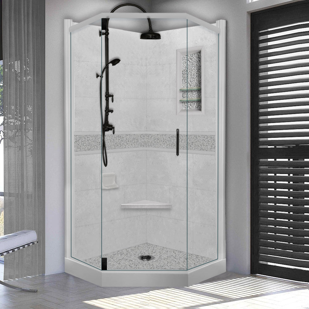 Neo-Angle Portland Cement Sistine Stone & Pebble Stone Accent Shower Remodel Kit