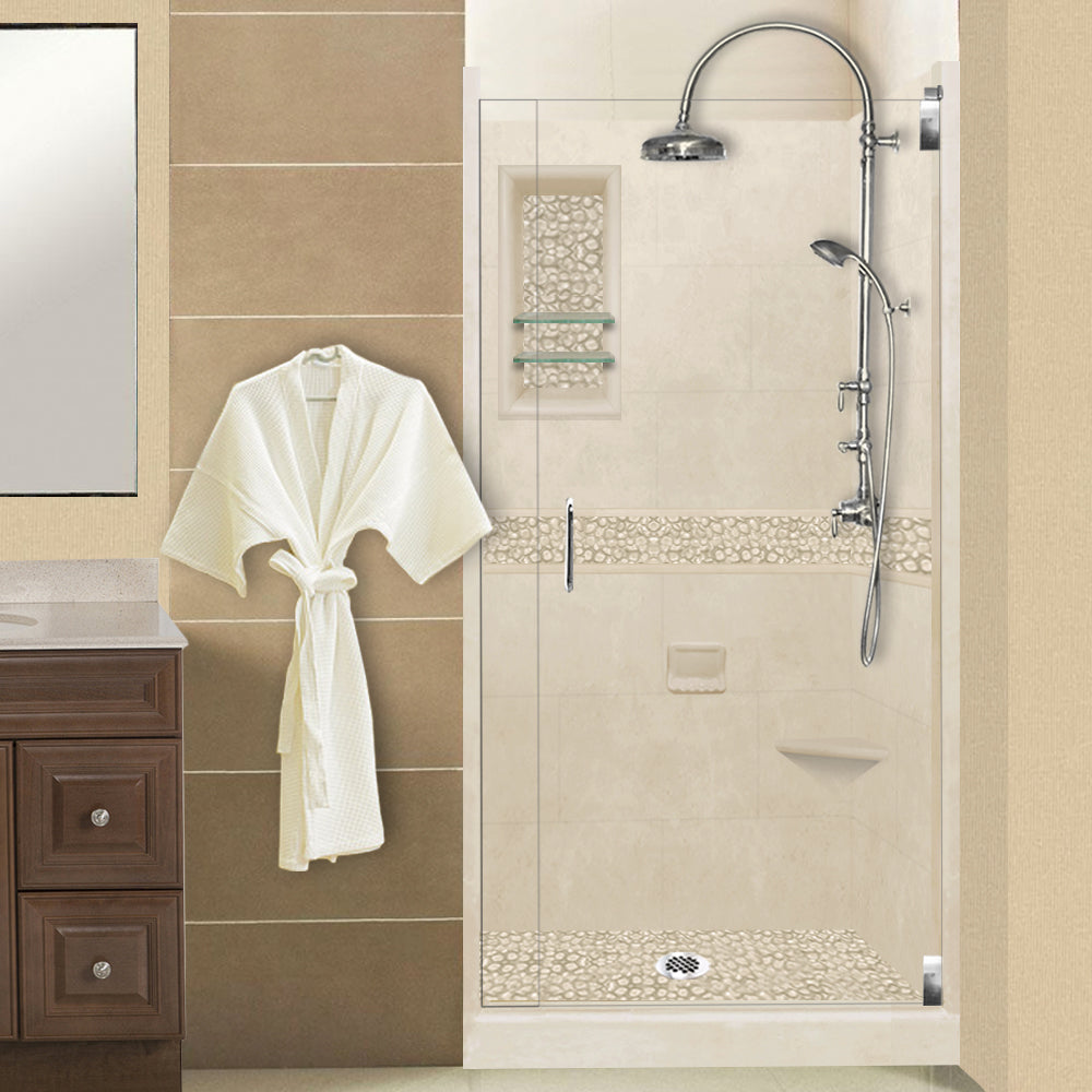 Alcove Desert Sand Sistine Stone & Pebble Stone Accent ("DIY Shower Remodel Kit")