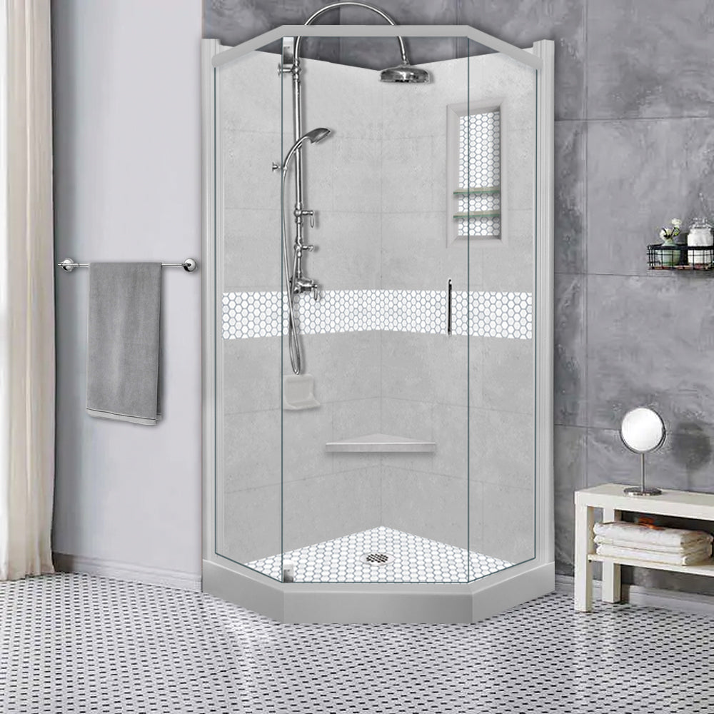 Neo-Angle Portland Cement Sistine Stone & Pearl Hex Mosaic Accent ("DIY Shower Remodel Kit")