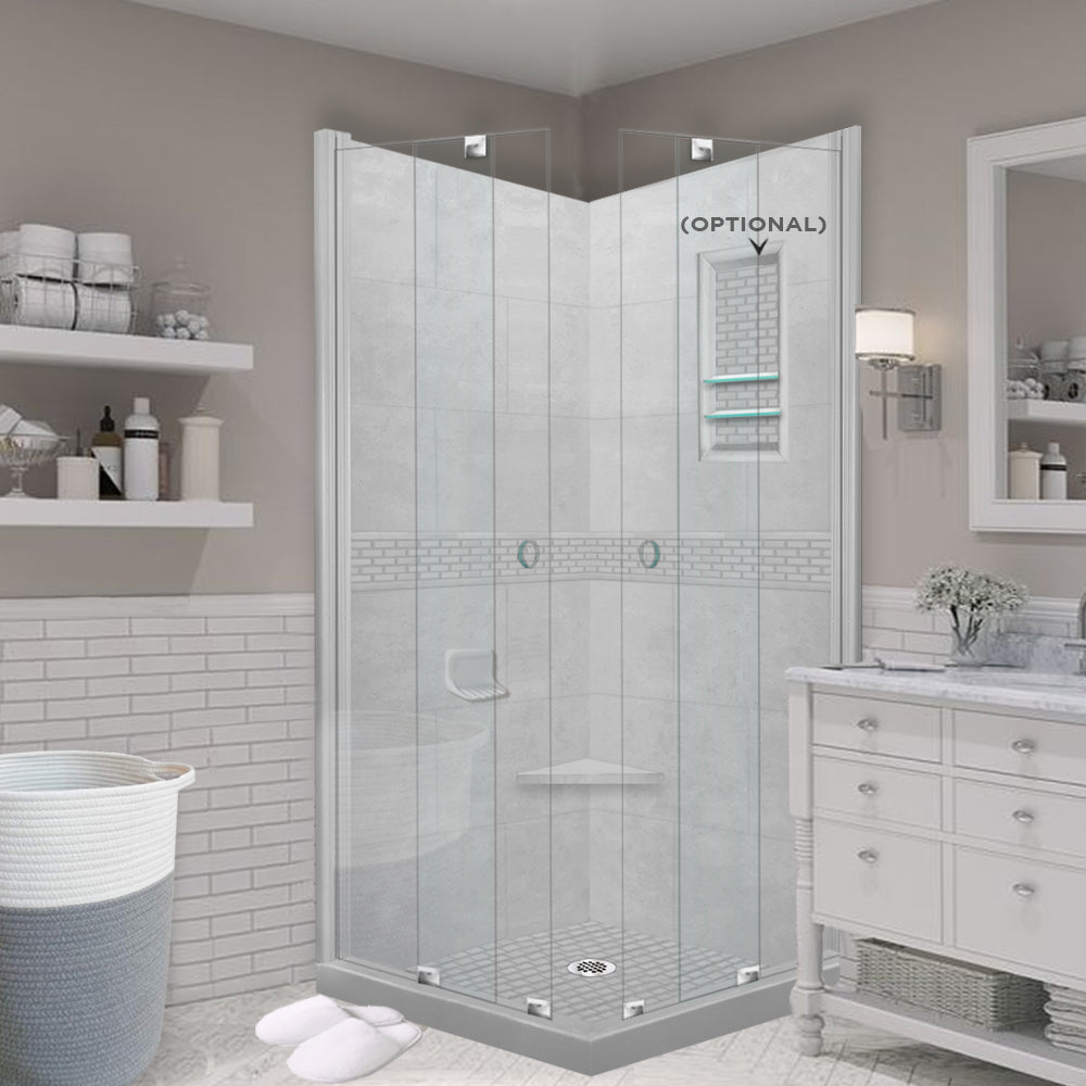 Corner Portland Cement Sistine Stone & Classic Stone Accent Shower