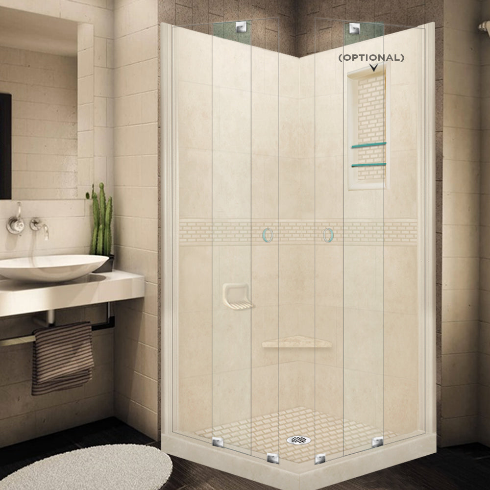 Corner Desert Sand Sistine Stone & Classic Stone Accent ("DIY Shower Remodel Kit")