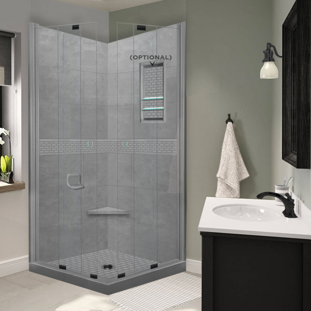 Corner Wet Cement Sistine Stone & Classic Stone Accent ("DIY Shower Remodel Kit")