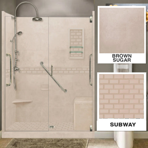 Freedom Subway Brown Sugar 60" Alcove Shower Enclosure Kit