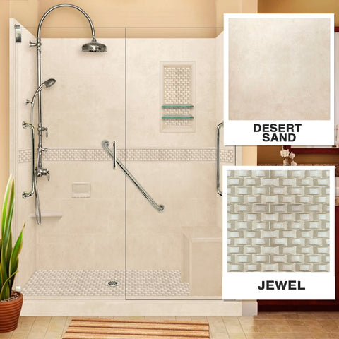 Freedom Jewel Desert Sand 60" Alcove Shower Enclosure Kit