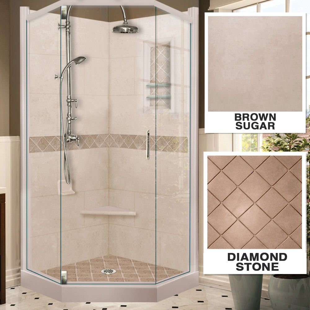 Neo-Angle Brown Sugar Sistine Stone & Diamond Stone Accent ("DIY Shower Remodel Kit")