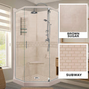 Neo-Angle Brown Sugar Sistine Stone & Subway Stone Accent ("DIY Shower Remodel Kit")