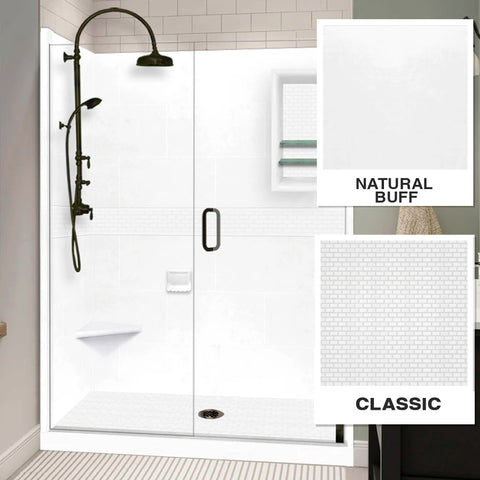 Classic Natural Buff 60" Alcove Shower Enclosure Kit