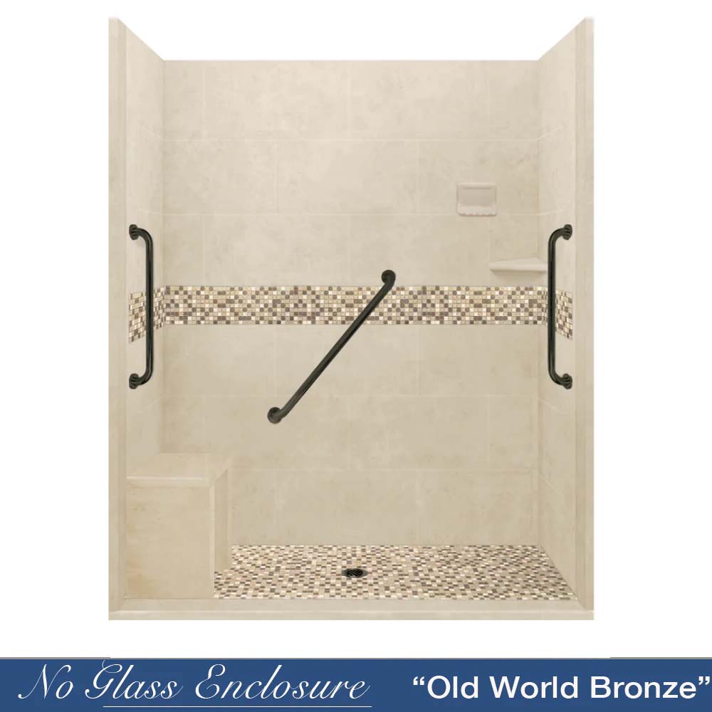 Freedom Zero Roma Desert Sand 60" Alcove Stone Shower Enclosure Kit