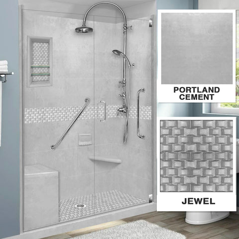 Freedom Jewel Portland Cement 60" Alcove Shower Enclosure Kit