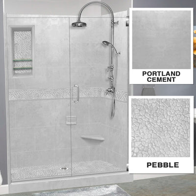 Pebble Portland Cement 60" Alcove Stone Shower Kit