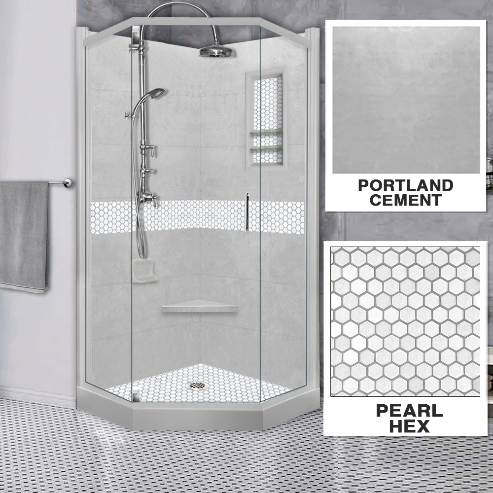 Neo-Angle Portland Cement Sistine Stone & Pearl Hex Mosaic Accent ("DIY Shower Remodel Kit")