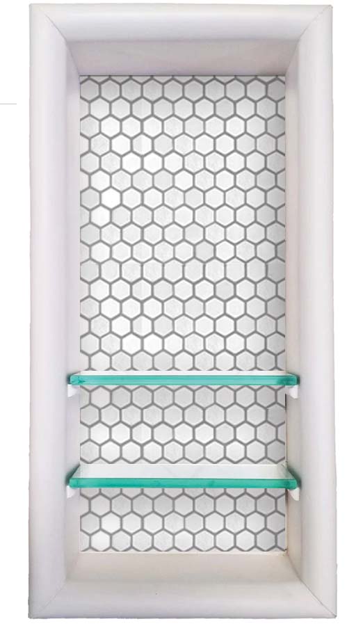 Mosaic, Stone or Wood Accent  Vertical Shampoo Niche