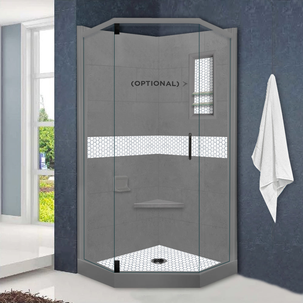 Neo-Angle Wet Cement Sistine Stone & Pearl Hex Mosaic Accent ("DIY Shower Remodel Kit")