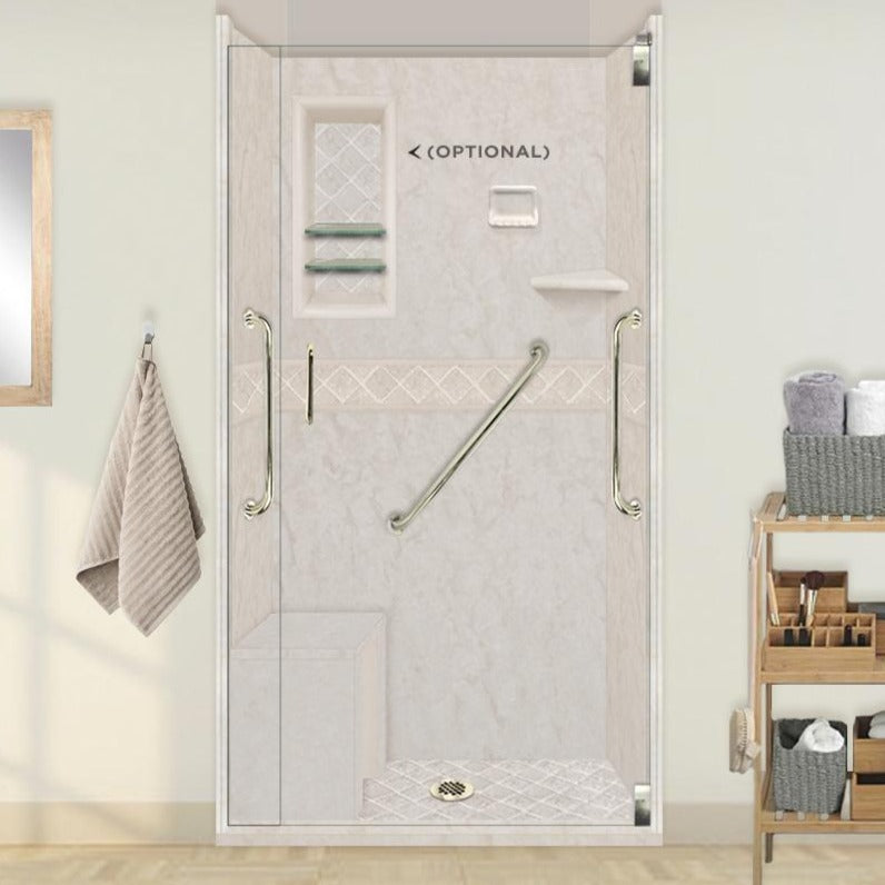Freedom Rafe Marble Diamond Alcove Shower Enclosure Kit