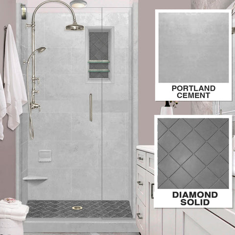 Diamond Solid Portland Cement Small Alcove Shower Kit