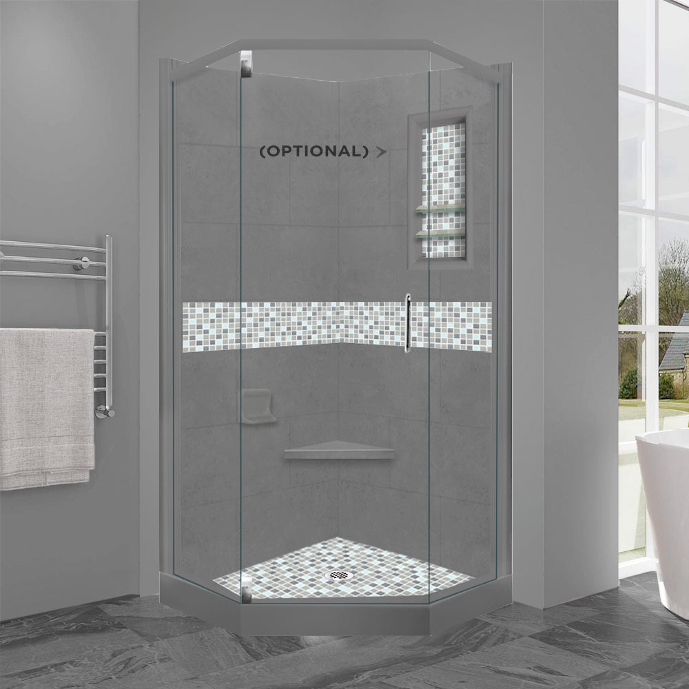 Neo-Angle Wet Cement Sistine Stone & Del Mar Mosaic Accent ("DIY Shower Remodel Kit")