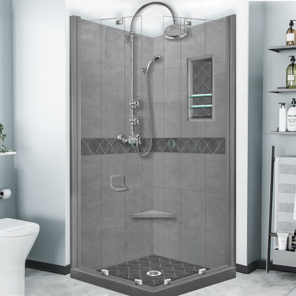Diamond Wet Cement Corner Shower Kit – American Bath Factory
