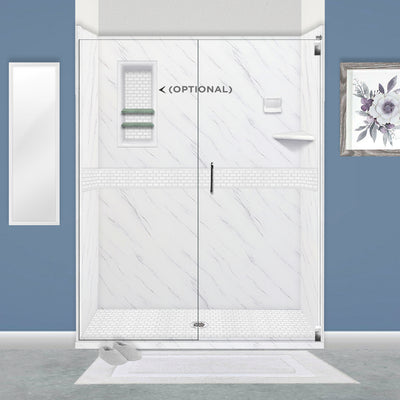 Carrara Marble Classic Alcove Shower Enclosure Kit