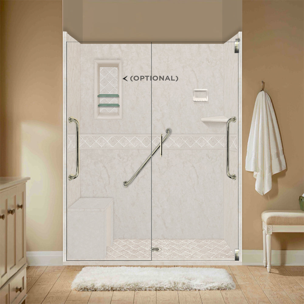 Freedom Rafe Marble Diamond Alcove Shower Enclosure Kit