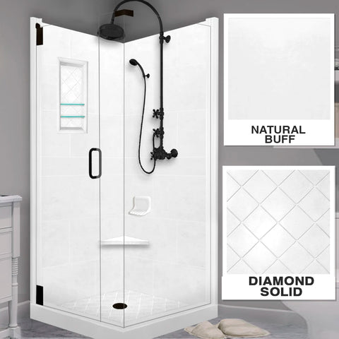 Diamond Solid Natural Buff Corner Shower Kit