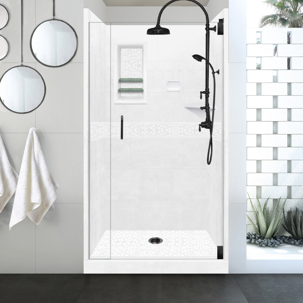 Alcove Natural Buff Sistine Stone & Pebble Stone Accent ("DIY Shower Remodel Kit")