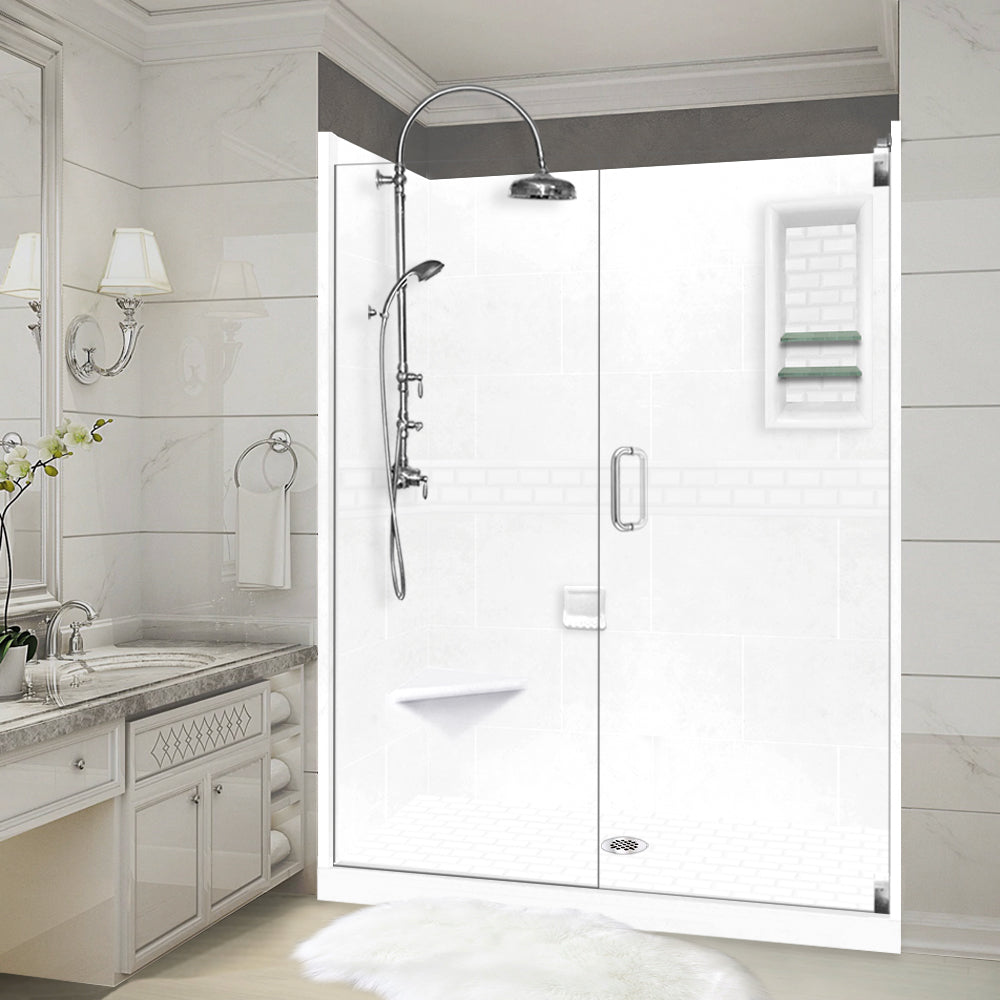 Subway Natural Buff 60" Alcove Stone Shower Kit