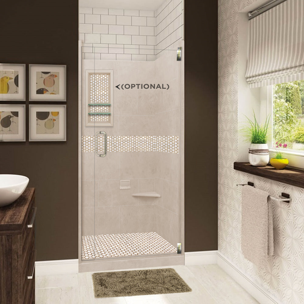 Alcove Brown Sugar Sistine Stone & Honey Hex Mosaic Accent ("DIY Shower Remodel Kit")