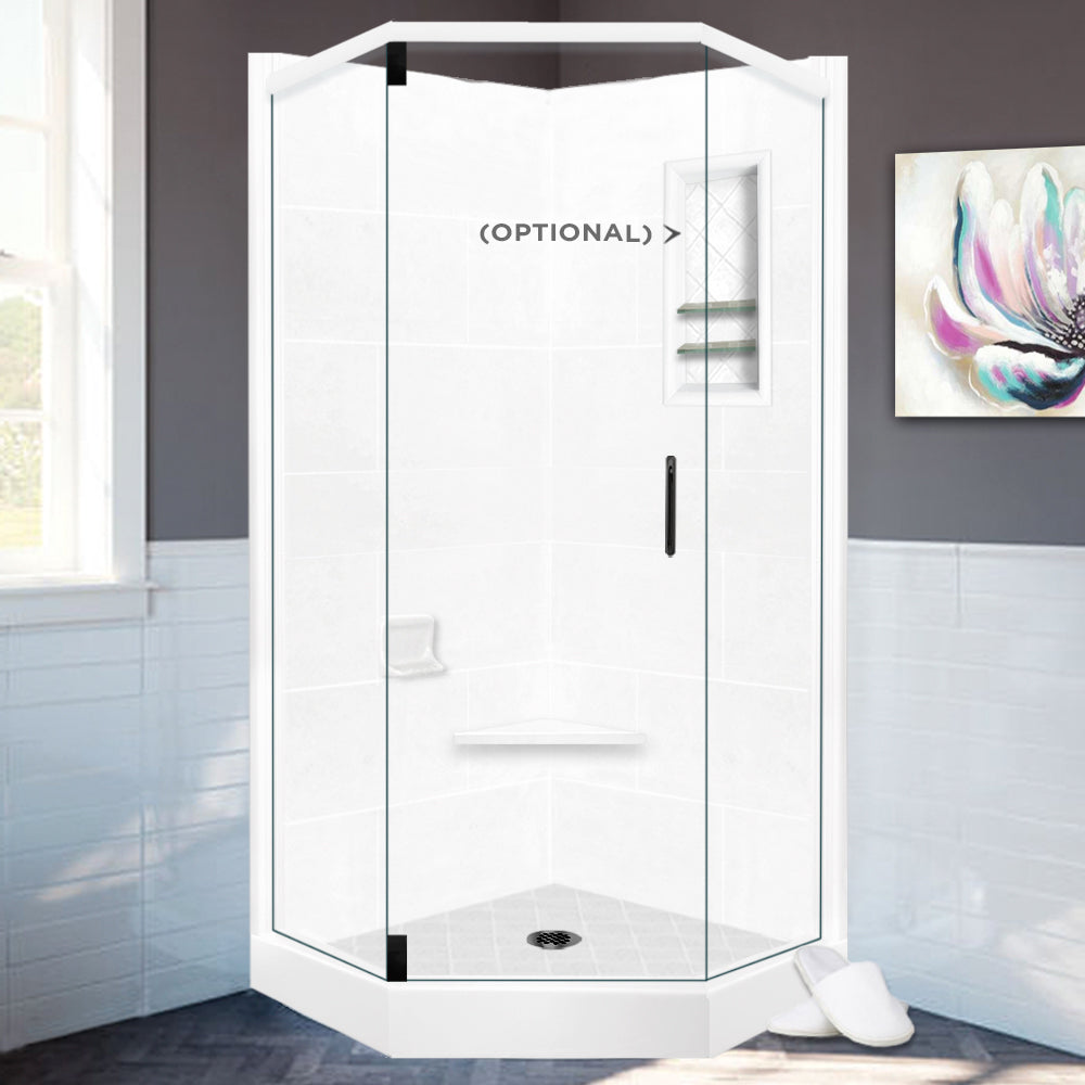 Neo-Angle Natural Buff Sistine Stone & Diamond Stone Accent Shower Remodel Kit