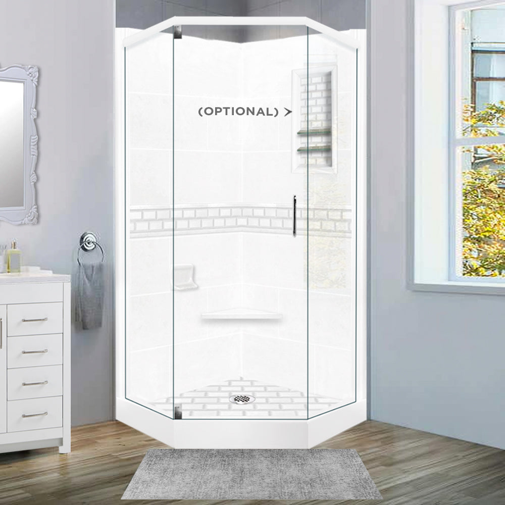 Neo-Angle Natural Buff Sistine Stone & Subway Stone Accent Shower Remodel Kit