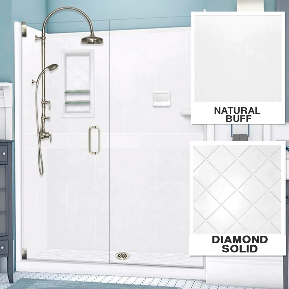 Diamond Solid Natural Buff 60" Alcove Shower Enclosure Kit