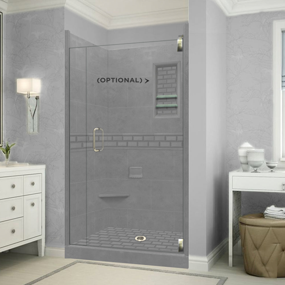 Alcove Wet Cement Sistine Stone & Subway Stone Accent Shower Remodel Kit