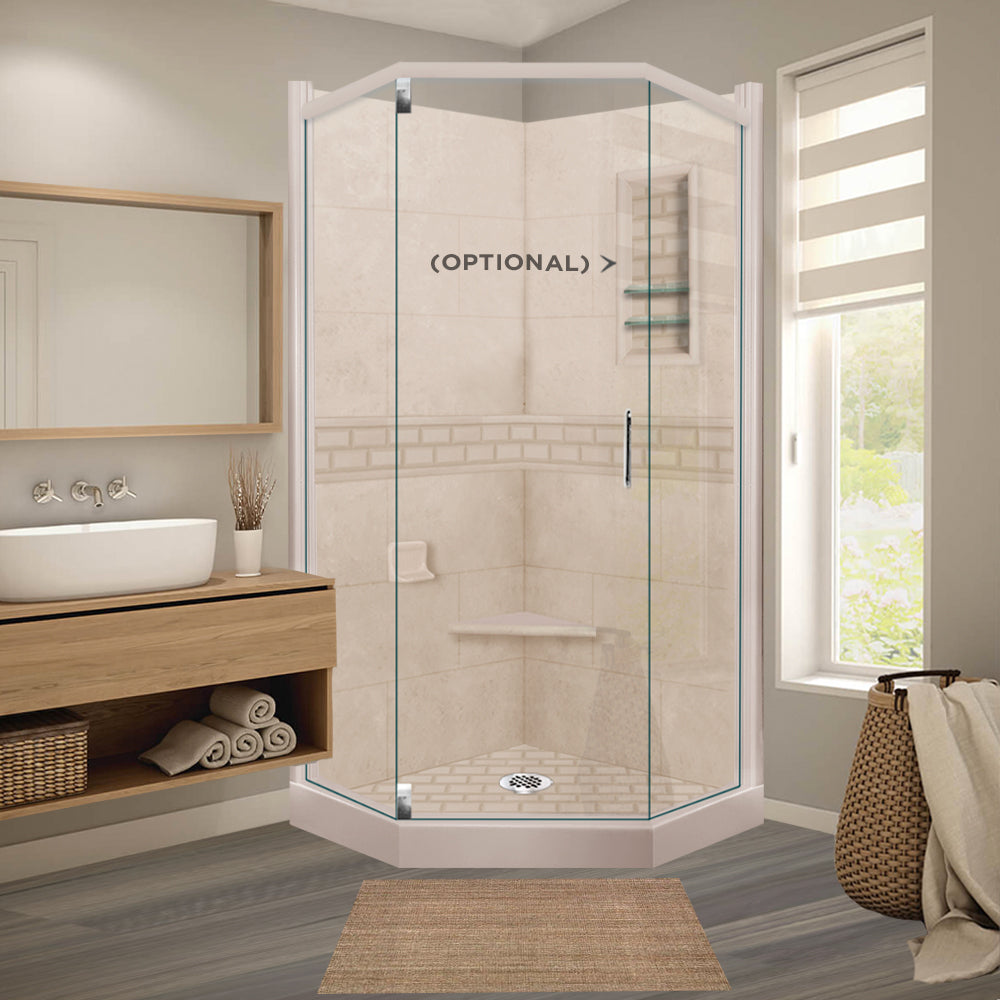 Neo-Angle Brown Sugar Sistine Stone & Subway Stone Accent ("DIY Shower Remodel Kit")