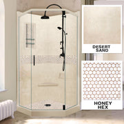 Neo-Angle Desert Sand Sistine Stone & Honey Hex Mosaic Accent Shower Remodel Kit