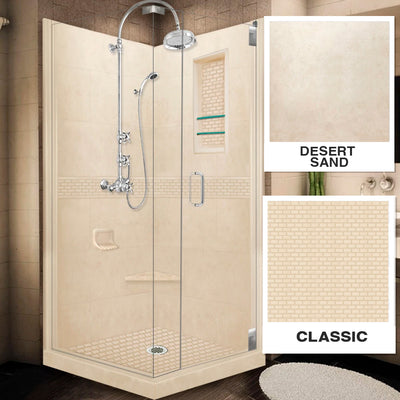 Classic Desert Sand Corner Shower Enclosure Kit