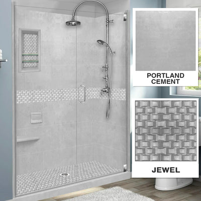 Jewel Portland Cement 60" Alcove Shower Kit