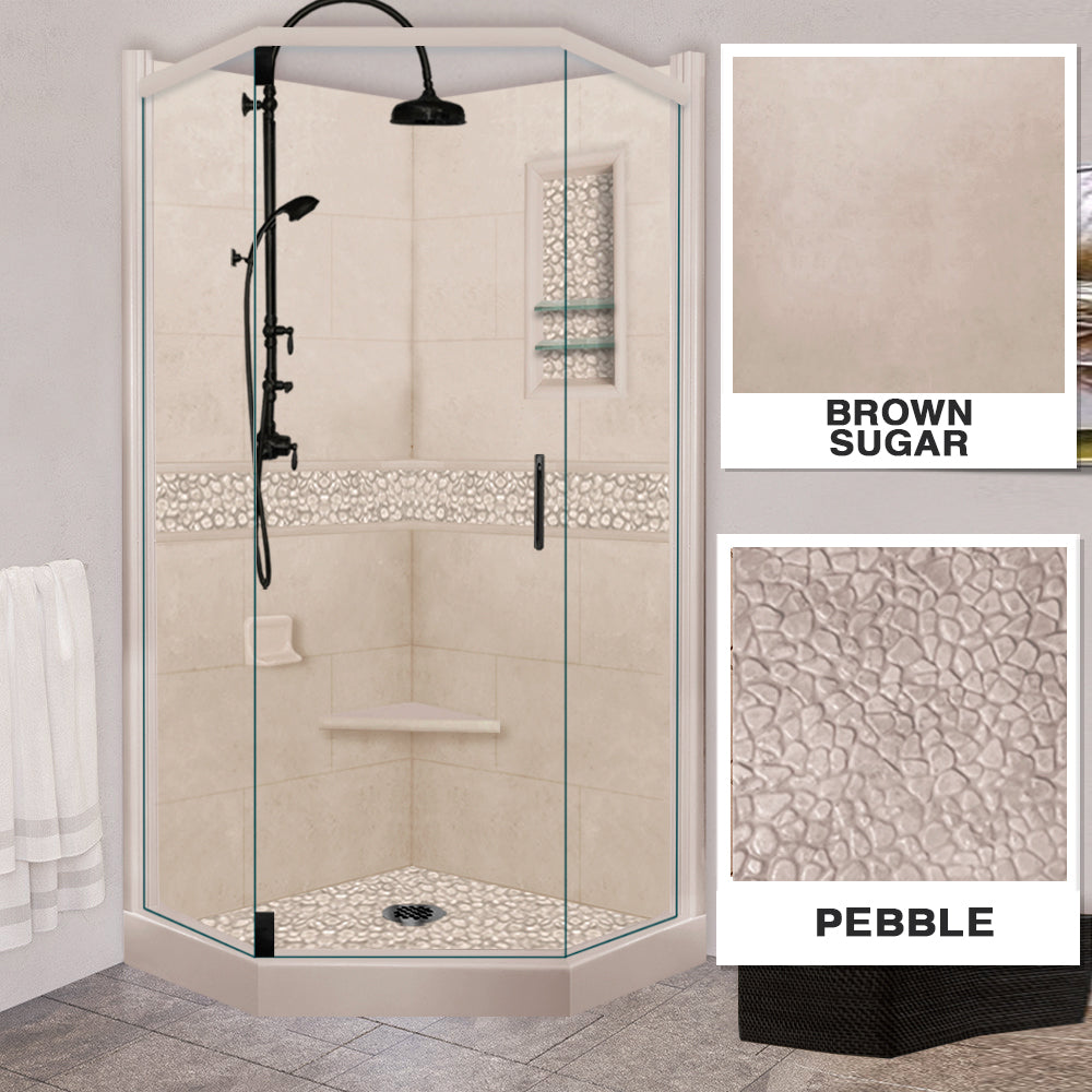 Neo-Angle Brown Sugar Sistine Stone & Pebble Stone Accent ("DIY Shower Remodel Kit")