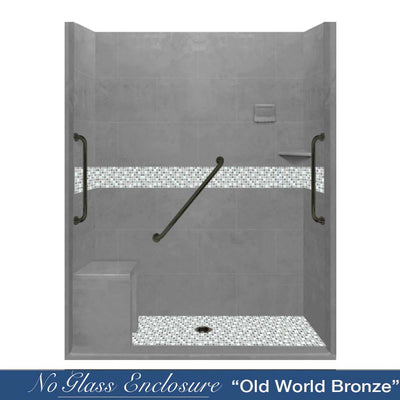 Freedom Zero Delmar Wet Cement 60" Alcove Stone Shower Enclosure Kit