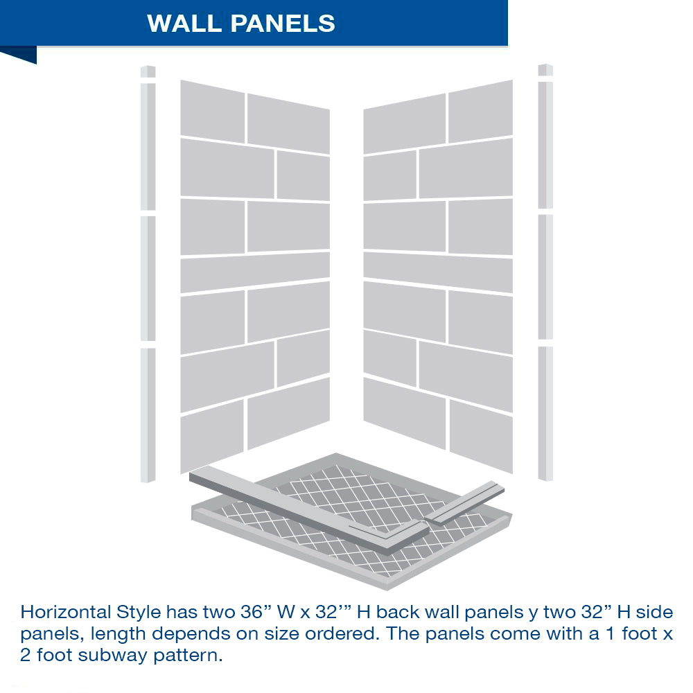 Corner Wet Cement Sistine Stone & Newport Mosaic Accent Shower Remodel Kit