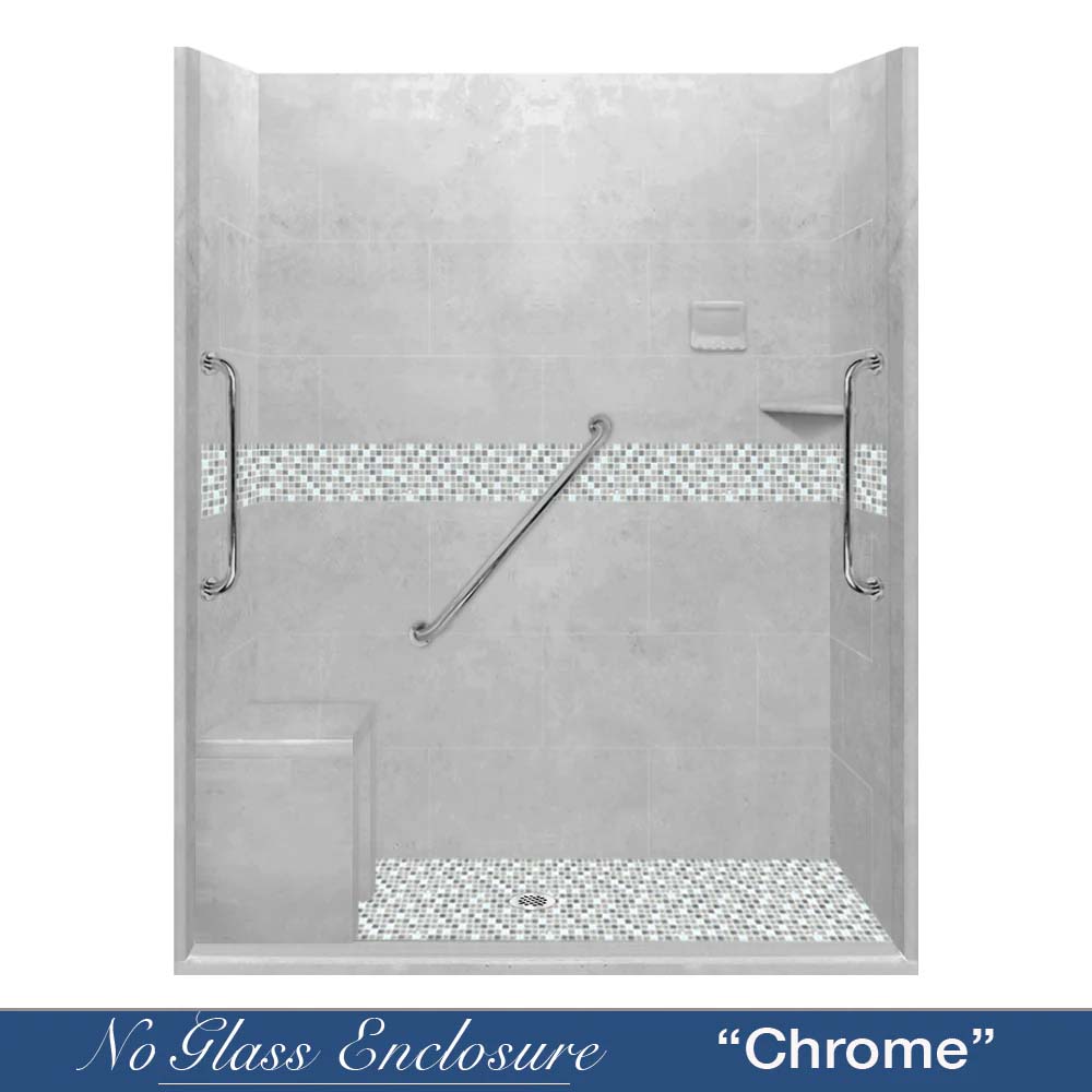 Freedom Zero Delmar Portland Cement 60" Alcove Stone Shower Enclosure Kit