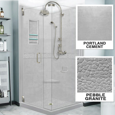 Pebble Portland Cement Granite Corner Shower Kit