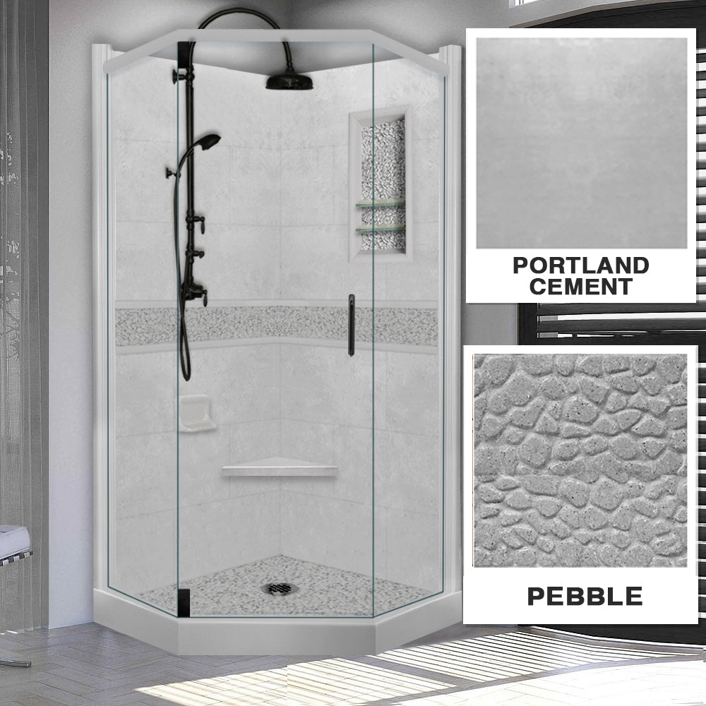Neo-Angle Portland Cement Sistine Stone & Pebble Stone Accent Shower Remodel Kit