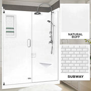 60" Alcove Natural Buff Sistine Stone & Subway Stone Accent ("DIY Shower Remodel Kit")