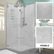 Corner Portland Cement Sistine Stone & Pebble Stone Accent Shower Remodel Kit