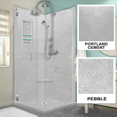 Pebble Portland Cement Corner Shower Enclosure Kit