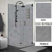Corner Grio Medici Marble & Pebble Stone Accent Shower Remodel Kit