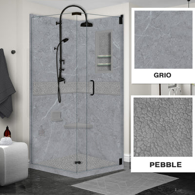 Grio Marble Pebble Corner Shower Kit