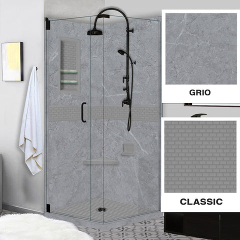 Grio Marble Classic Corner Shower Enclosure Kit