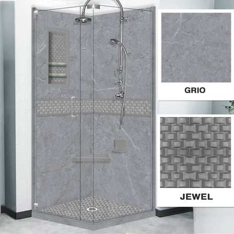Grio Marble Jewel Corner Shower Kit