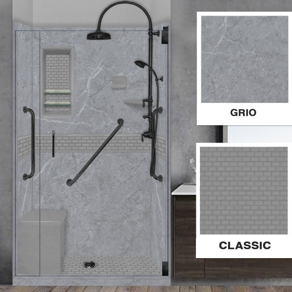 Freedom Grio Marble Classic Alcove Shower Enclosure Kit