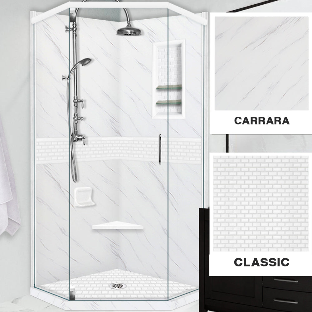 Carrara Marble Classic Neo Shower Enclosure Kit